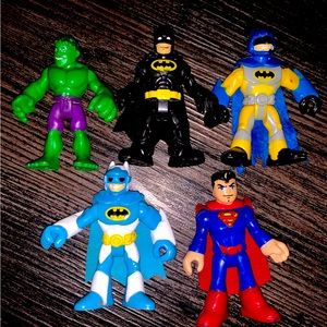 Lot of 5 Fisher-Price Imaginext Mixed Lot Action Figures Batman, Hulk, Superman